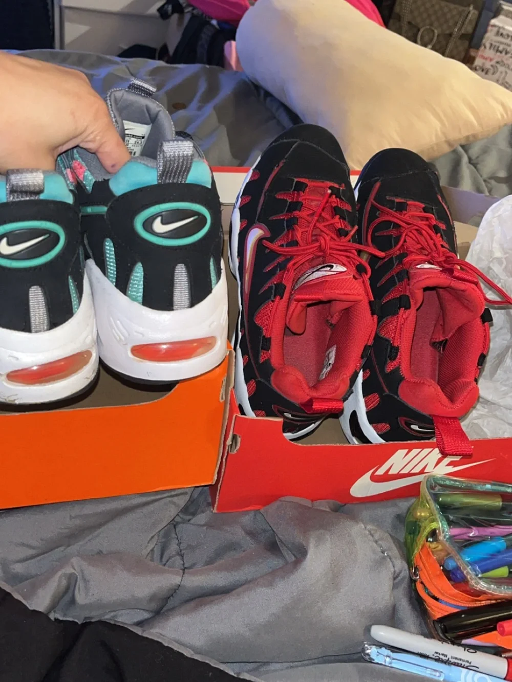 Nike Kids' Black and Red / Black and Teal Dual-Pack Sneakers
